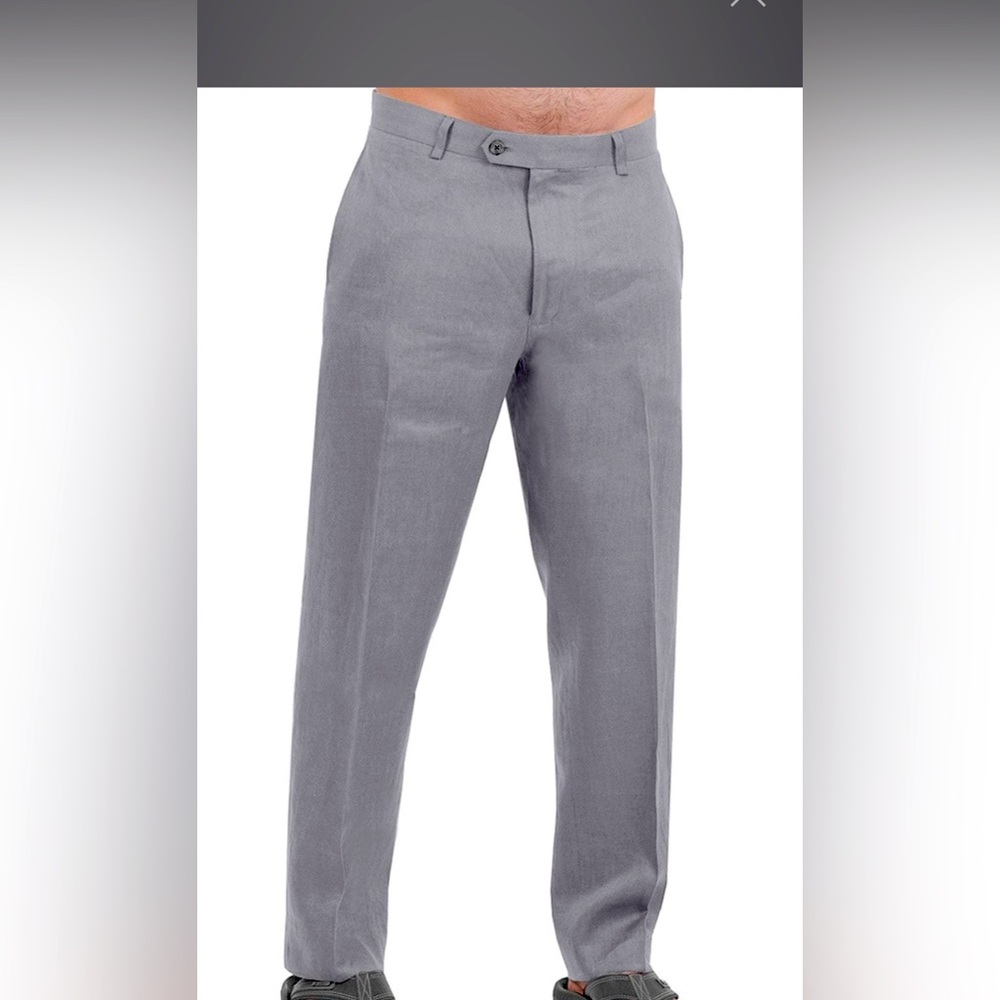VERONA ITALIAN LINEN PANTS IN STEEL GRAY
L / 34 waist
